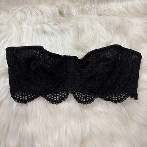 Victorias Secret Strapless Black‎ Lace Underwire Bra Size Medium